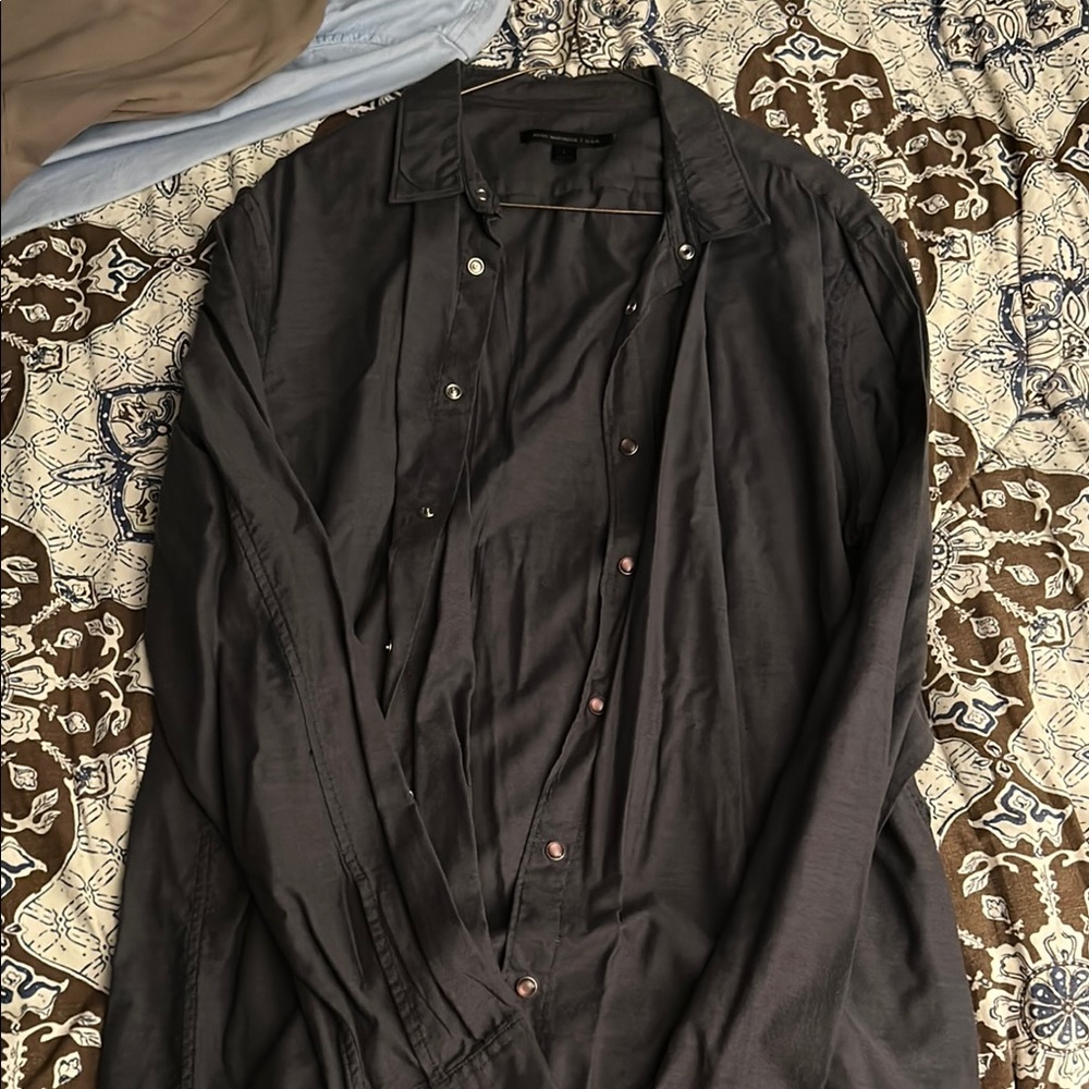 John Varvatos Charcoal Button-Up Shirt